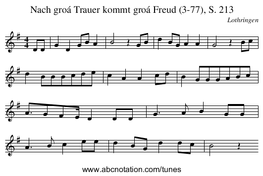 Nach groá Trauer kommt groá Freud (3-77), S. 213 - staff notation