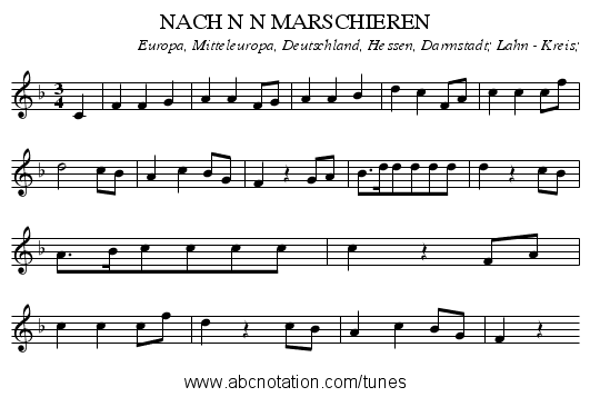 NACH N N MARSCHIEREN - staff notation
