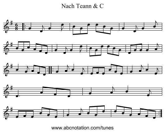 Nach Teann & C - staff notation