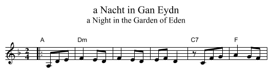 Nacht in Gan Eydn, a  - staff notation