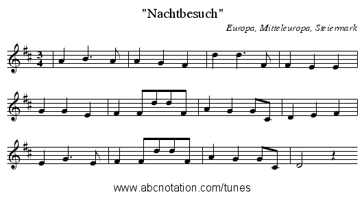 Nachtbesuch - staff notation