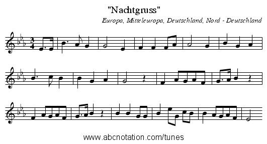 Nachtgruss - staff notation