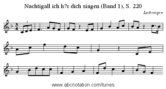 Nachtigall ich h?r dich singen (Band 1), S. 220 - staff notation