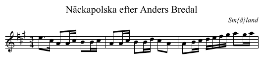 N&auml;ckapolska efter Anders Bredal - staff notation