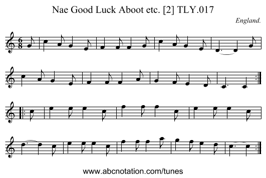 Nae Good Luck Aboot etc. [2] TLY.017 - staff notation