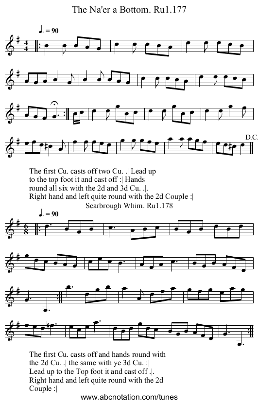 Na'er a Bottom. Ru1.177, The - staff notation