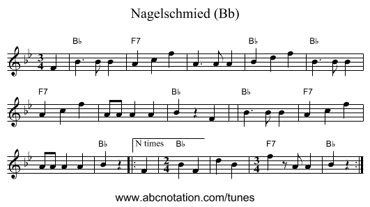 Nagelschmied (Bb) - staff notation