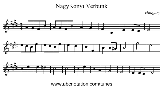 NagyKonyi Verbunk - staff notation