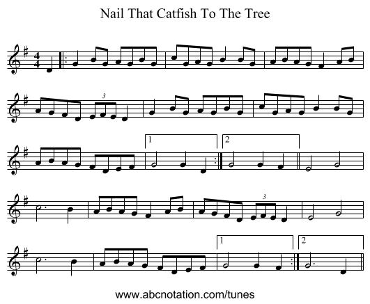 Nail That Catfish To The Tree - staff notation