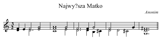 Najwy?sza Matko - staff notation