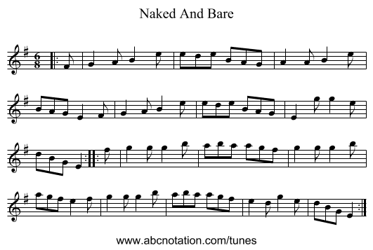 Naked And Bare - staff notation