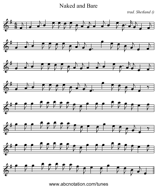Naked and Bare - staff notation