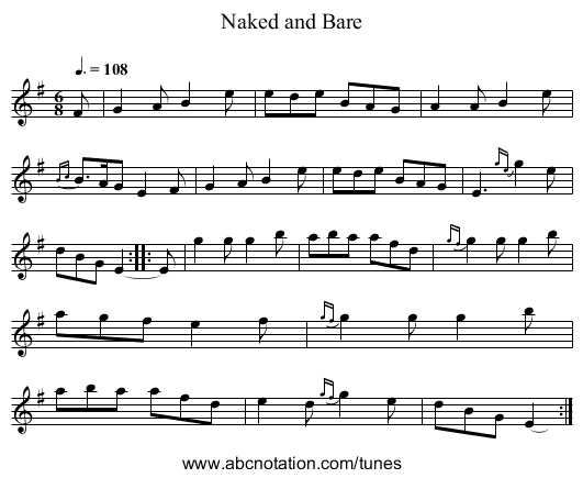 Naked and Bare - staff notation