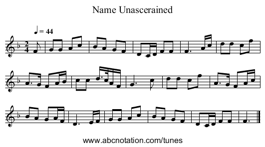Name Unascerained - staff notation