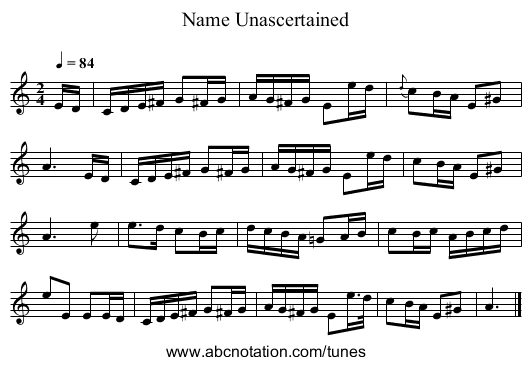 Name Unascertained - staff notation