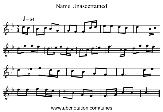 Name Unascertained - staff notation