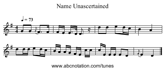 Name Unascertained - staff notation