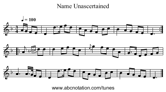 Name Unascertained - staff notation