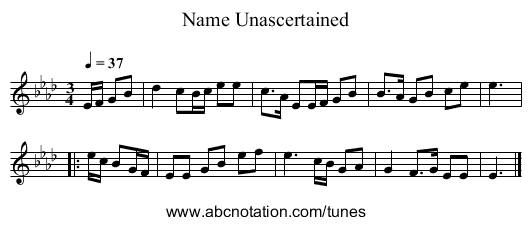 Name Unascertained - staff notation