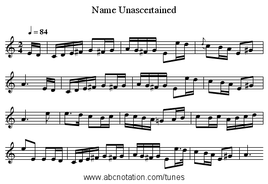Name Unascertained - staff notation