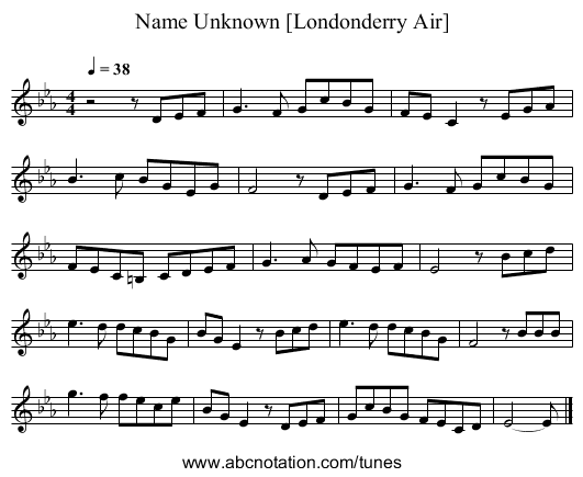 Name Unknown [Londonderry Air] - staff notation
