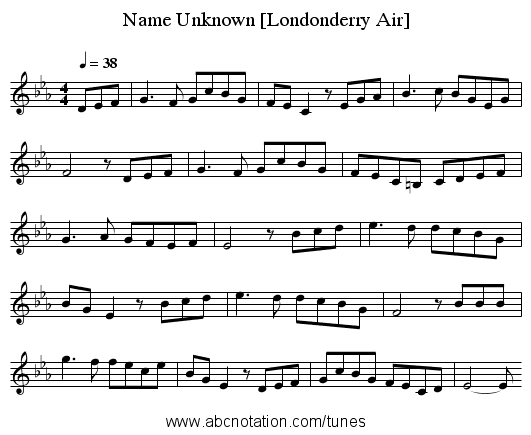 Name Unknown [Londonderry Air] - staff notation