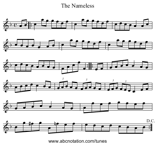 Nameless, The - staff notation