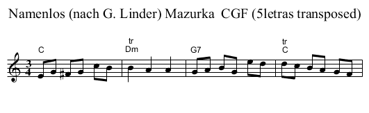 Namenlos (nach G. Linder) Mazurka  CGF (5letras transposed) - staff notation