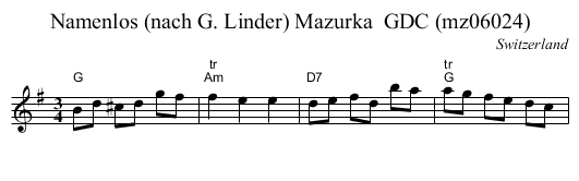 Namenlos (nach G. Linder) Mazurka  GDC (mz06024) - staff notation