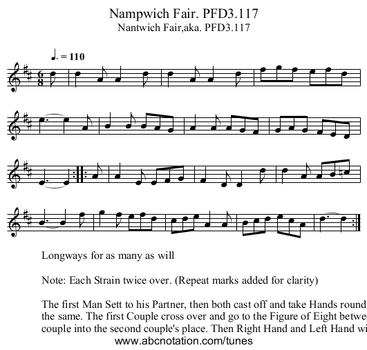 Nampwich Fair. PFD3.117 - staff notation