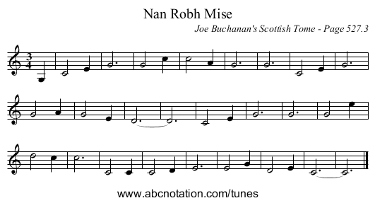 Nan Robh Mise - staff notation
