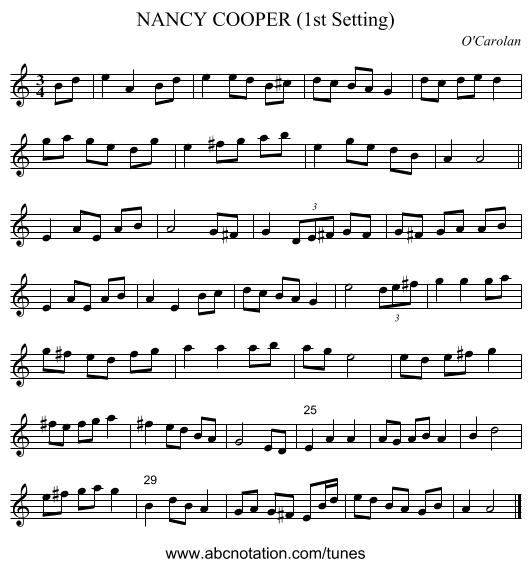 NANCY COOPER (1st Setting) - staff notation