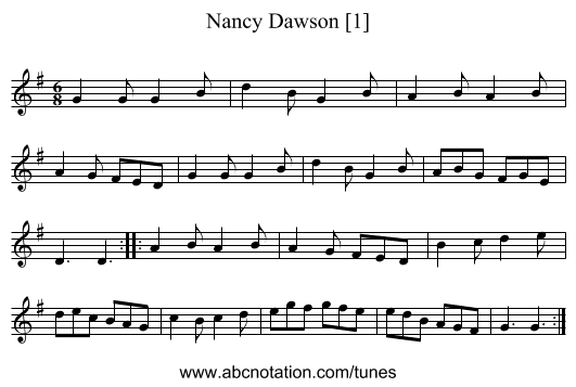 Nancy Dawson [1] - staff notation