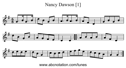 Nancy Dawson [1] - staff notation