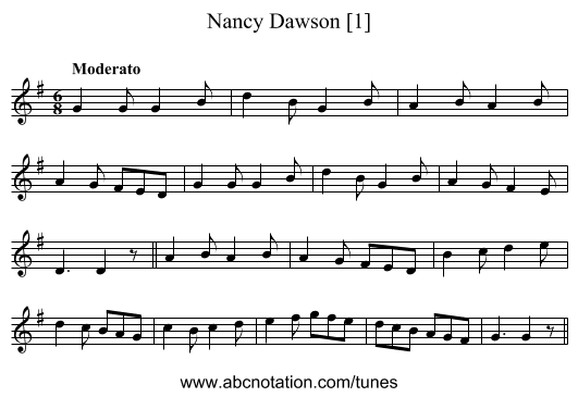 Nancy Dawson [1] - staff notation
