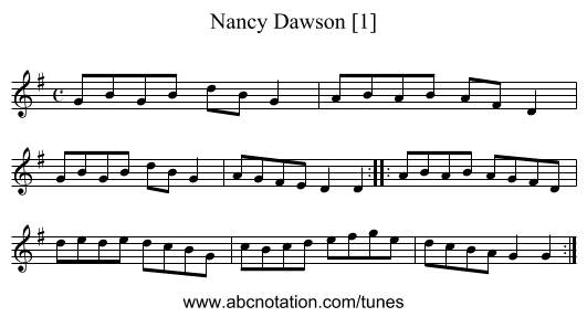 Nancy Dawson [1] - staff notation