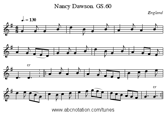 Nancy Dawson. GS.60 - staff notation