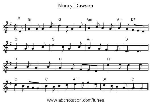 Nancy Dawson - staff notation