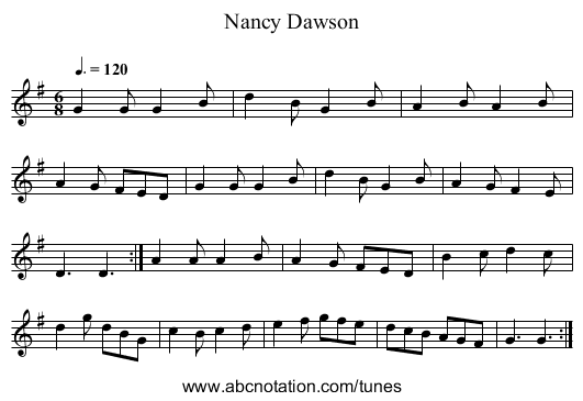 Nancy Dawson - staff notation