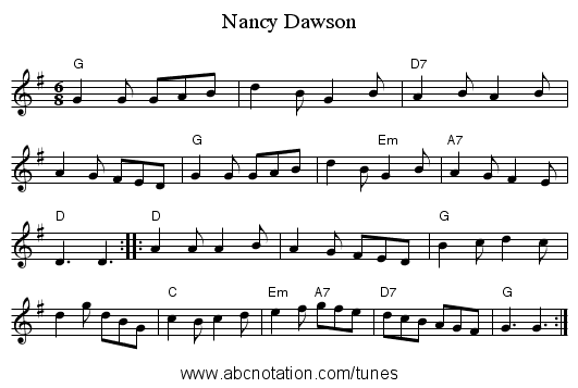Nancy Dawson - staff notation
