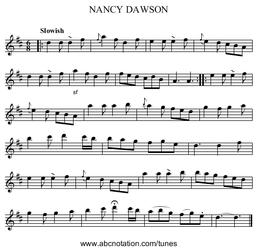NANCY DAWSON - staff notation