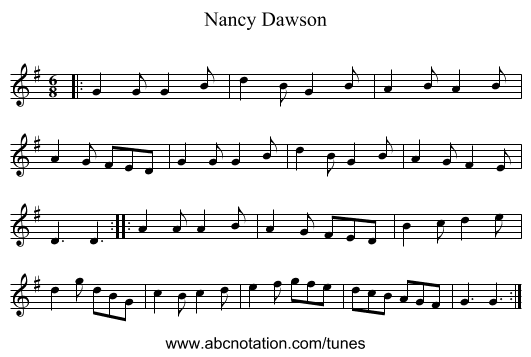 Nancy Dawson - staff notation