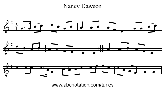 Nancy Dawson - staff notation