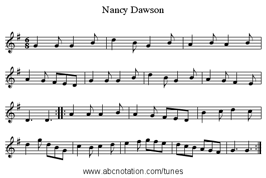 Nancy Dawson - staff notation