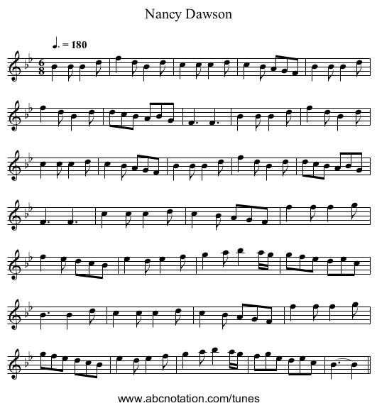 Nancy Dawson - staff notation