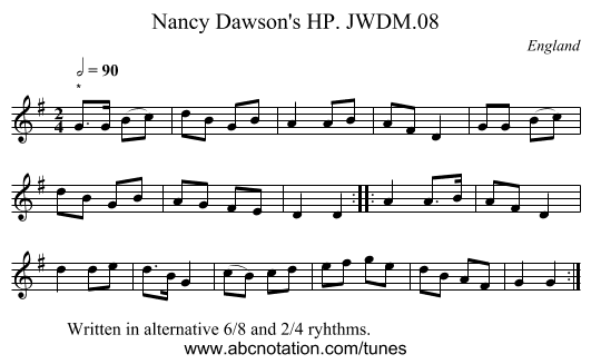 Nancy Dawson's HP. JWDM.08 - staff notation