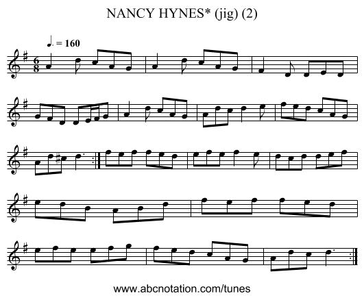 NANCY HYNES* (jig) (2) - staff notation