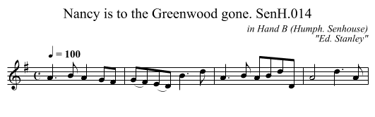 Nancy is to the Greenwood gone. SenH.014 - staff notation