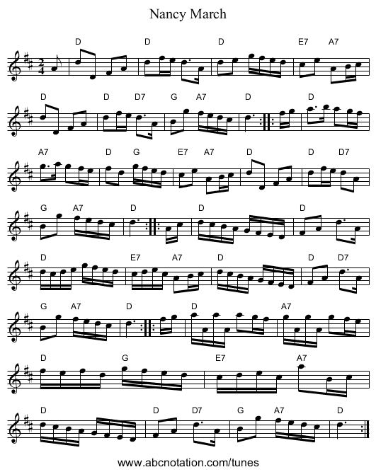 Nancy March - staff notation