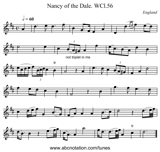 Nancy of the Dale. WCl.56 - staff notation